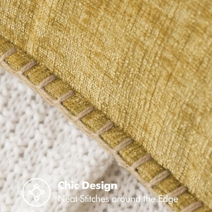 CozyNest Decor MIULEE 12x20 inch mustard yellow farmhouse throw pillow covers with stitched edges and soft chenille fabric.