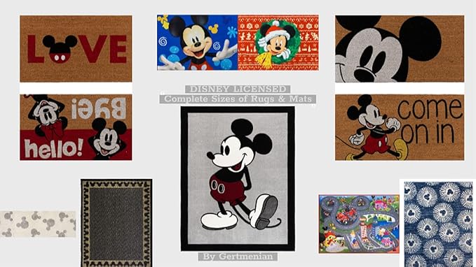 CozyNest Decor Disney Mickey Mouse doormat rug set with fall plaid design, indoor outdoor welcome mat for front door, 20x34 inches, 2-pack