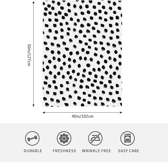 CozyNest Decor HGOD DESIGNS polka dots throw blanket with soft brush stroke dots, 40x50 inches for bed, couch, or chair.