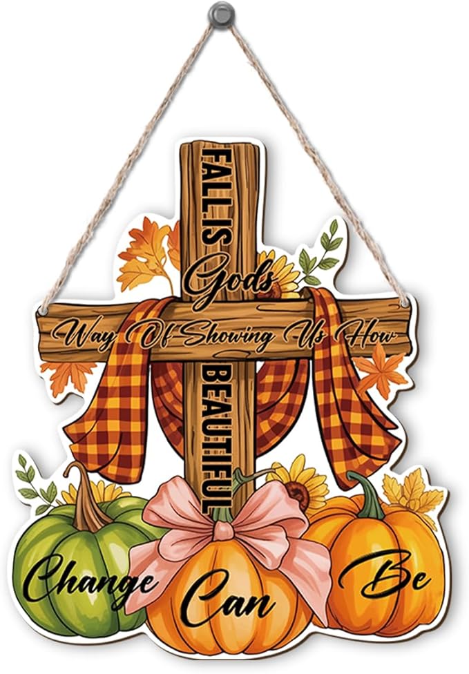 Christian Home Autumn Decor sign by CozyNest Decor with fall-themed message, perfect for Thanksgiving interior and exterior decoration.