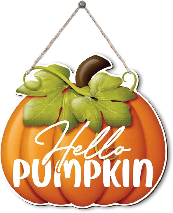 CozyNest Decor fall door decoration with pumpkin design, farmhouse style wall plaque for indoor or outdoor harvest and Thanksgiving decor