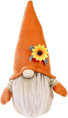 CozyNest Decor plush fall gnome doll with sunflower hat, perfect for farmhouse autumn tiered tray and Thanksgiving decorations.