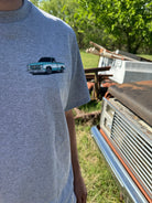 Blue Chevy T-shirt by Shop Karma Tees with bold "Get In B*tch, I found a deal on Marketplace" graphic image.