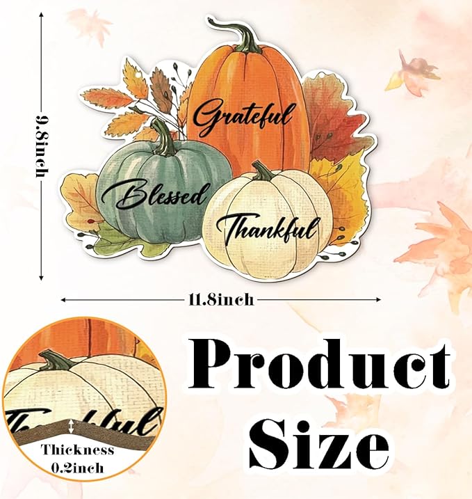 CozyNest Decor fall-themed wooden door hanger with maple leaves and mushrooms, perfect for autumn harvest and Thanksgiving decor.
