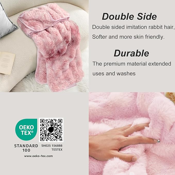 CozyNest Decor faux fur throw blanket with two-sided fluffy, ultra-soft, ombre faux fur for couch or bed, reversible and thick.