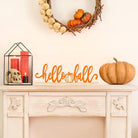 CozyNest Decor COCHIE Metal Hello Fall sign in orange, autumn pumpkin decor for home or office shelf and mantel display