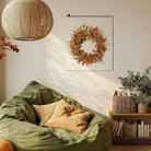 CozyNest Decor 22-inch artificial fall wreath with eucalyptus, wildflowers, and harvest accents for autumn door or wall decor.