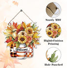 CozyNest Decor Thanksgiving welcome door sign with pumpkin and autumn leaves, wooden fall decor for farmhouse porch or holiday decor