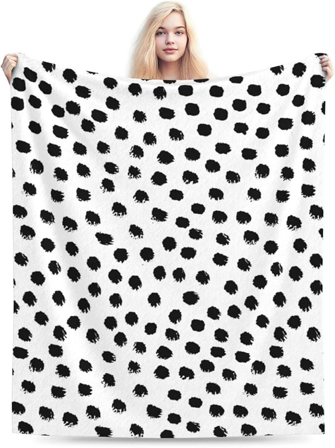 CozyNest Decor HGOD DESIGNS polka dot throw blanket with soft brush stroke design, 40x50 inches for bed, couch, or chair.
