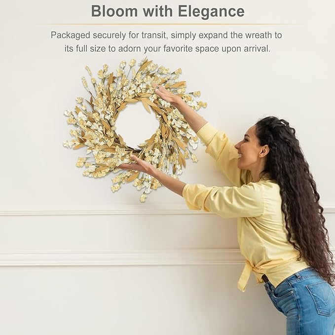 CozyNest Decor Artgar Fall Wreath with wheat and autumn flowers, 24-inch floral door wreath for front door outdoor or indoor decor