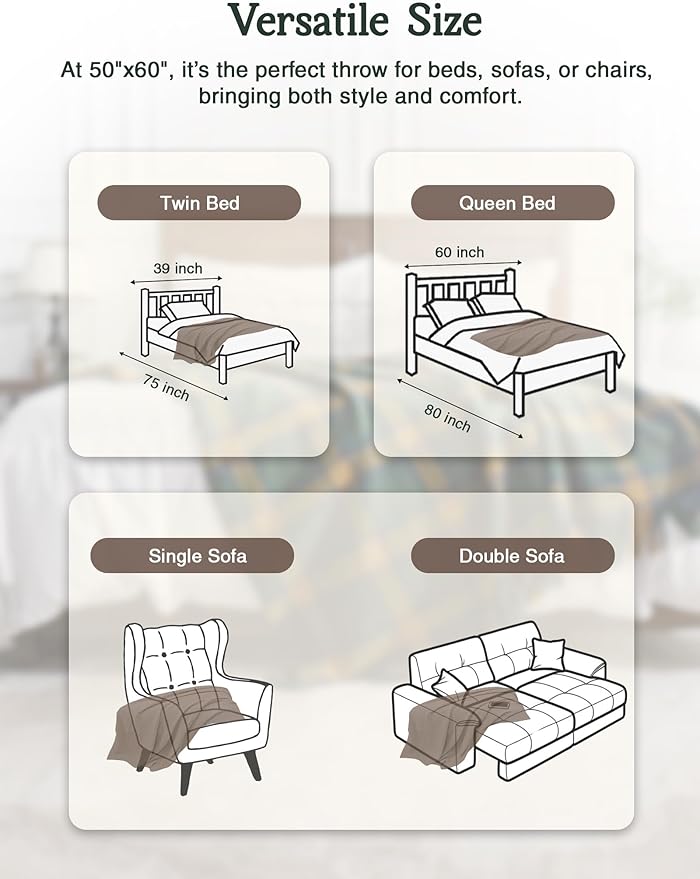 CozyNest Decor ZonLi brown throw blanket with tassels, lightweight and warm, perfect for couch, bed, or outdoor use.