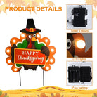 CozyNest Decor fall outdoor metal garden stakes with LED lights featuring Happy Thanksgiving, pumpkin, turkey, and welcome signs.
