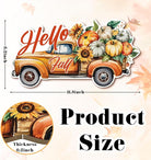 Rustic Hello Fall wooden hanging truck sign by CozyNest Decor, autumn harvest decor for home interior and exterior.