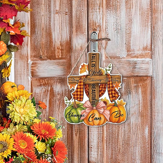CozyNest Decor Christian autumn sign with fall message, perfect for Thanksgiving home interior and exterior fall harvest decor.