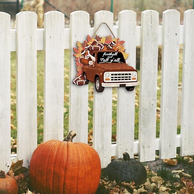 Color Valley Art fall pumpkin welcome sign by CozyNest Decor, rustic wooden hanging decoration with "Hello Fall" for porch or wall decor.