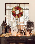 CozyNest Decor 20-inch fall door wreath with artificial hydrangeas, berries, and autumn accents for farmhouse Thanksgiving decor