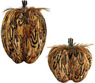 CozyNest Decor set of 2 elegant feathered pumpkin centerpieces for fall, Thanksgiving decor, autumn harvest table decorations