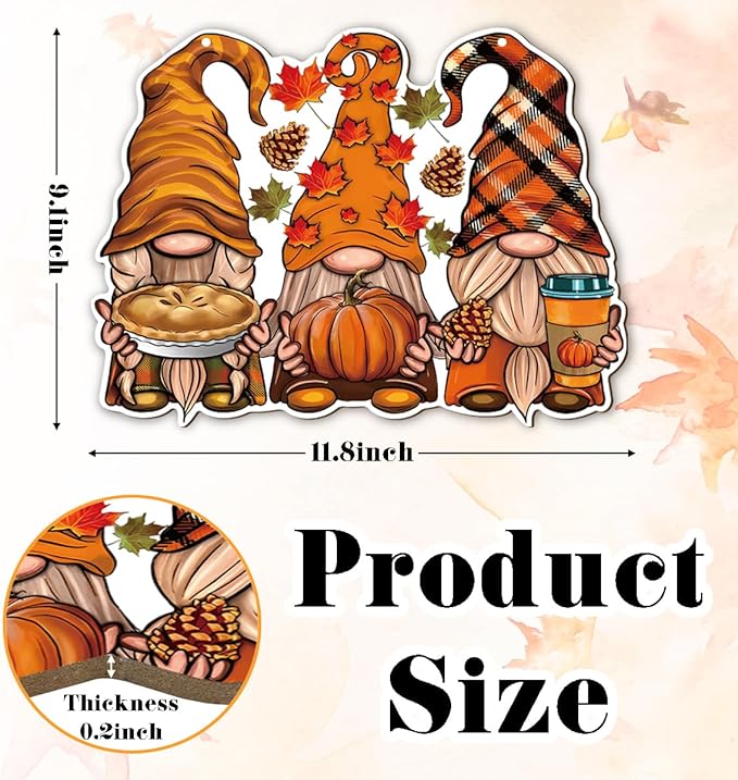 Rustic Autumn Dwarfs wooden hanging decoration from CozyNest Decor, perfect for porch or indoor outdoor autumn door decor.