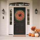 CozyNest Decor 26-inch fall wreath with artificial boxwood leaves, daisies, and eucalyptus for front door or porch autumn decor