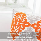 Orange fall decorative throw pillow cover by CozyNest Decor, embroidered floral and geometric design on cotton, 18x18 inches.