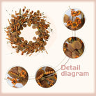 CozyNest Decor 22-inch artificial fall wreath with eucalyptus leaves, wildflowers, and harvest accents for front door or wall decor.