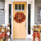 CozyNest Decor Briful 20-inch fall wreath with autumn magnolia leaves, fruit accents, perfect for front door, porch, or mantel decor.