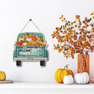 Rustic wooden welcome fall truck sign by CozyNest Decor, autumn harvest-themed decorative plaque for home interior and exterior.