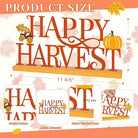 CozyNest Decor COCHIE Metal Happy Harvest sign in orange with fall leaves, perfect for home or office autumn decor.