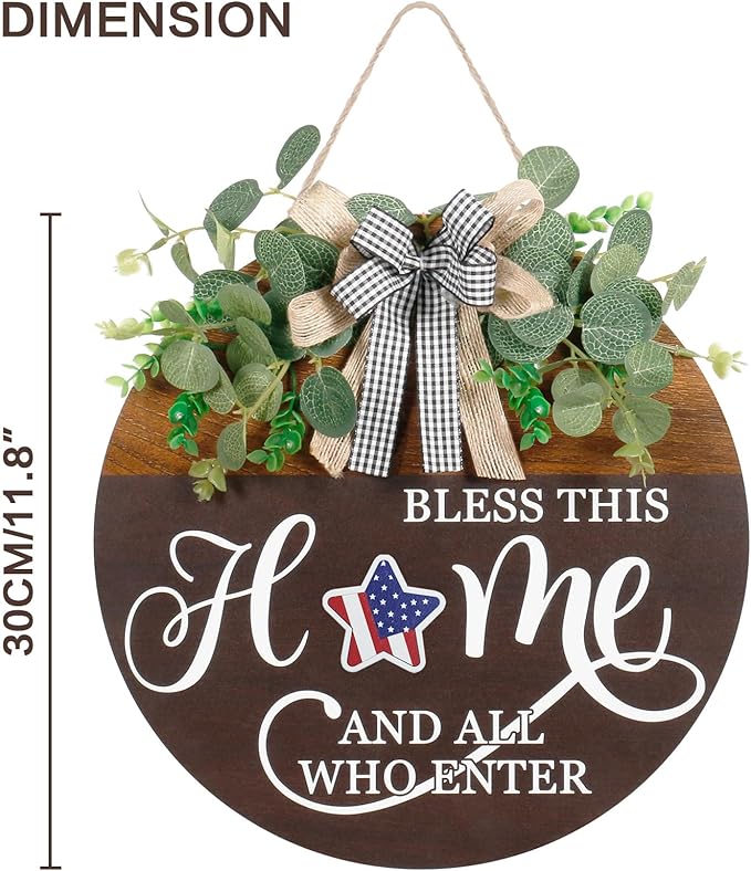 Rustic round wood welcome sign by CozyNest Decor with seasonal designs, ideal for front door outdoor farmhouse home decor.