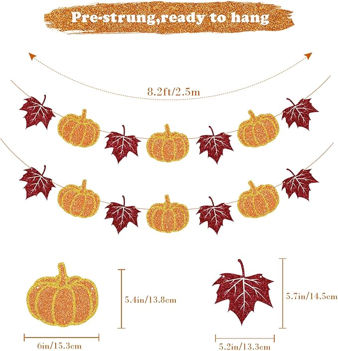 CozyNest Decor autumn harvest banner with pumpkin and maple leaves, perfect for fall Thanksgiving home decorations.