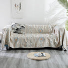 CozyNest Decor boho muslin bed blanket with geometric stripe design, 80x90 inches, soft 4-layer gauze cotton summer coverlet.