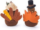 CozyNest Decor Ogrmar 2-pack stuffed turkey couple dolls for Thanksgiving autumn fall tabletop home decor, handmade collectible dolls.