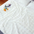 CozyNest Decor ivory faux fur throw blanket, double-sided plush and fluffy, perfect for couch, sofa, chair, or bed in winter.