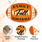 Rustic wooden autumn sign with football design, perfect for Thanksgiving home decor and cozy housewarming gift by CozyNest Decor.