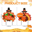 CozyNest Decor outdoor metal fall garden stakes with LED lights, featuring pumpkins, turkeys, and welcome signs for Thanksgiving.