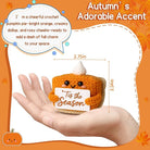 CozyNest Decor mini crochet pumpkin pie plush doll, autumn-themed fall decor for home, Halloween, Thanksgiving, or Christmas decoration.