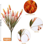 CozyNest Decor outdoor faux lavender flowers with monkey grass in autumn orange, UV resistant plastic plants for garden and porch decor