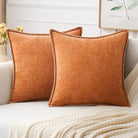 CozyNest Decor MIULEE fall orange chenille throw pillow covers, 18x18 inch, stitched edge, soft farmhouse decorative pillow covers for sofa.
