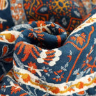 CozyNest Decor boho muslin bed blanket with circle geometric pattern, 80 x 90 inches, soft 100% cotton summer cooling coverlet.