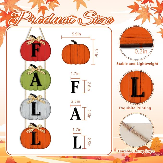 Rustic wooden fall pumpkin door sign by CozyNest Decor, seasonal farmhouse autumn wall decoration for porch or yard.