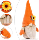 CozyNest Decor fall plush gnome doll with sunflower hat, autumn-themed collectible doll for farmhouse harvest table decor