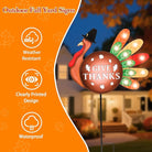 Two CozyNest Decor metal Thanksgiving yard signs with LED lights, featuring turkey and "Give Thanks" for fall garden decor.