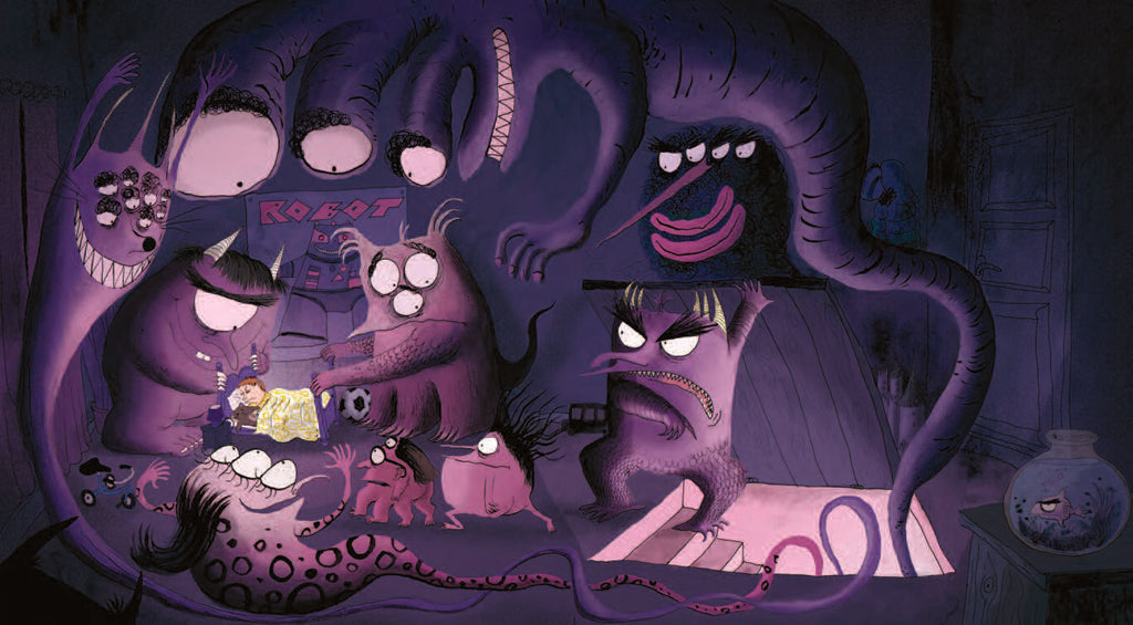 Inside view of the hardcover "How to Knock Out Nightmares" book by Insight Editions with illustrated pages and protective jacket.