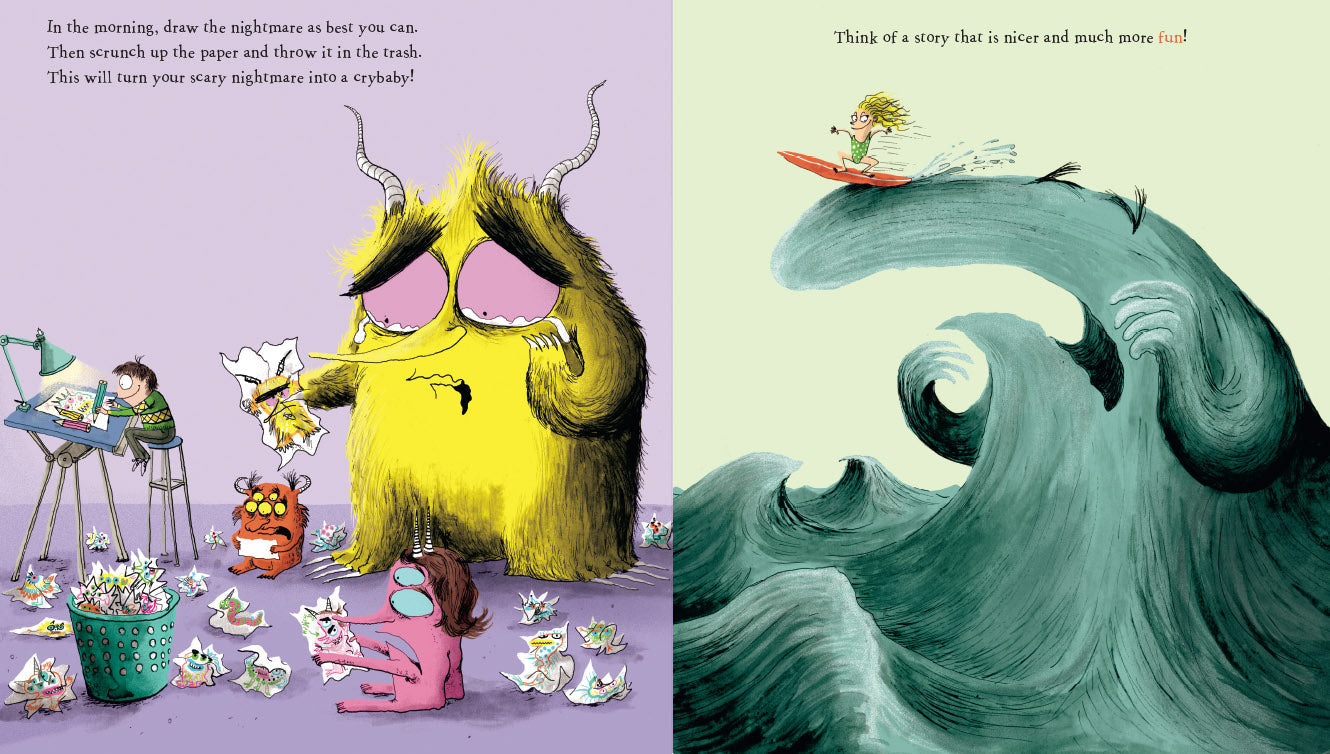 Inside view of the hardcover "How to Knock Out Nightmares" book by Insight Editions, showing pages and jacket.