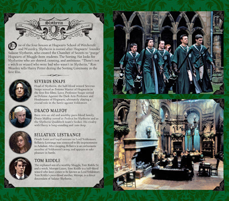 Inside view of the Harry Potter Slytherin ruled hardcover pocket journal by Insight Editions, featuring lined pages and Slytherin emblem.