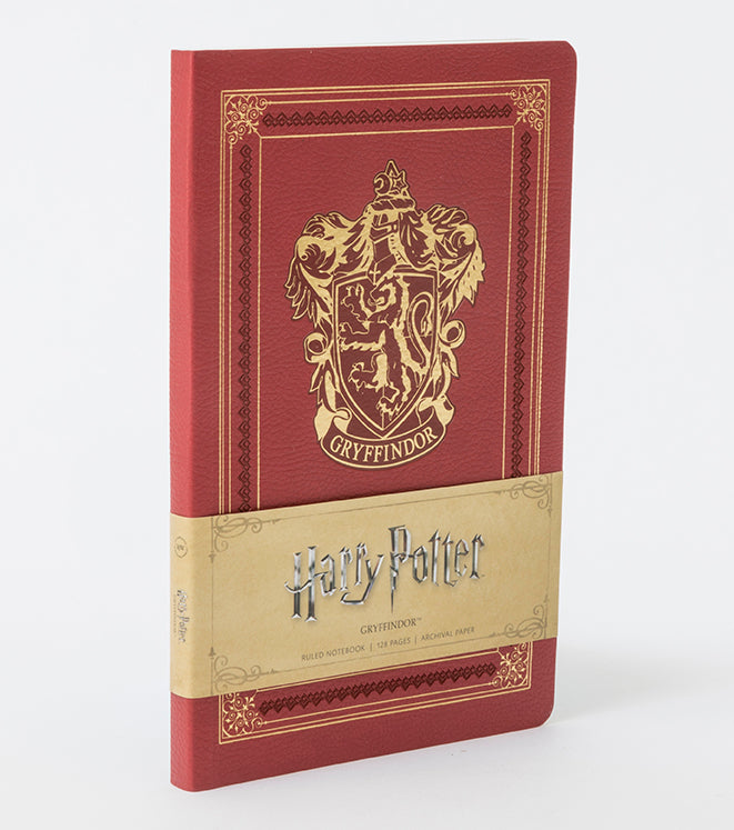 Harry Potter Gryffindor ruled hardcover notebook with gold embossing and interior pages, by Insight Editions