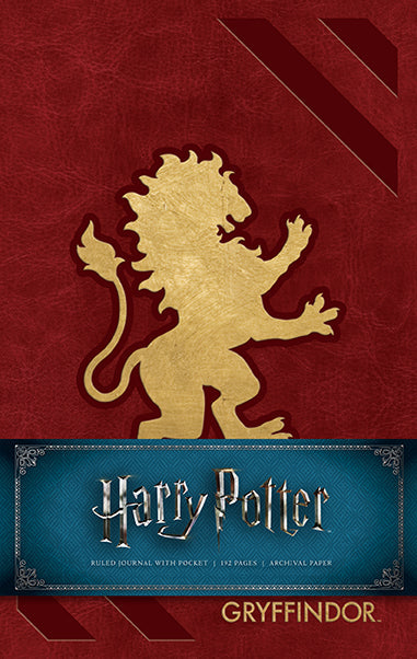 Gryffindor hardcover ruled journal by Insight Editions featuring Harry Potter-themed cover with Gryffindor crest and gold accents.