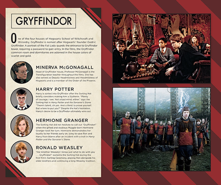 Open Harry Potter Gryffindor hardcover ruled journal with embossed lion crest and lined pages, from Insight Editions.