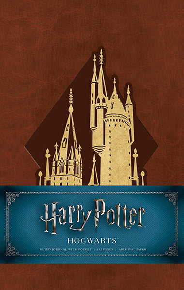Harry Potter Hogwarts hardcover ruled journal with illustrated cover featuring magical design and Insight Editions branding.