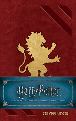 Hardcover Harry Potter Gryffindor ruled pocket journal with gold foil and crest design by Insight Editions.